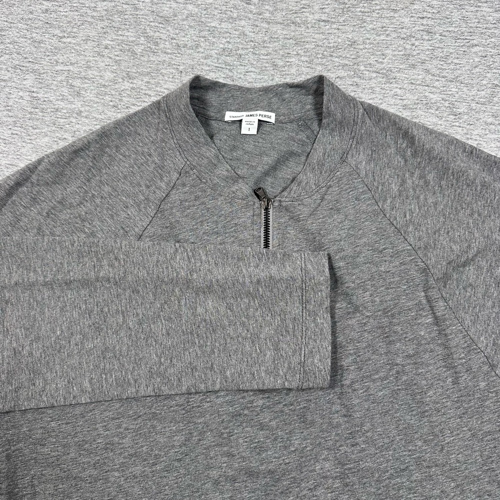 James Perse Pullover Mens Size 1 Small Gray 1/2 Zip Baseball Long Sleeve Japan